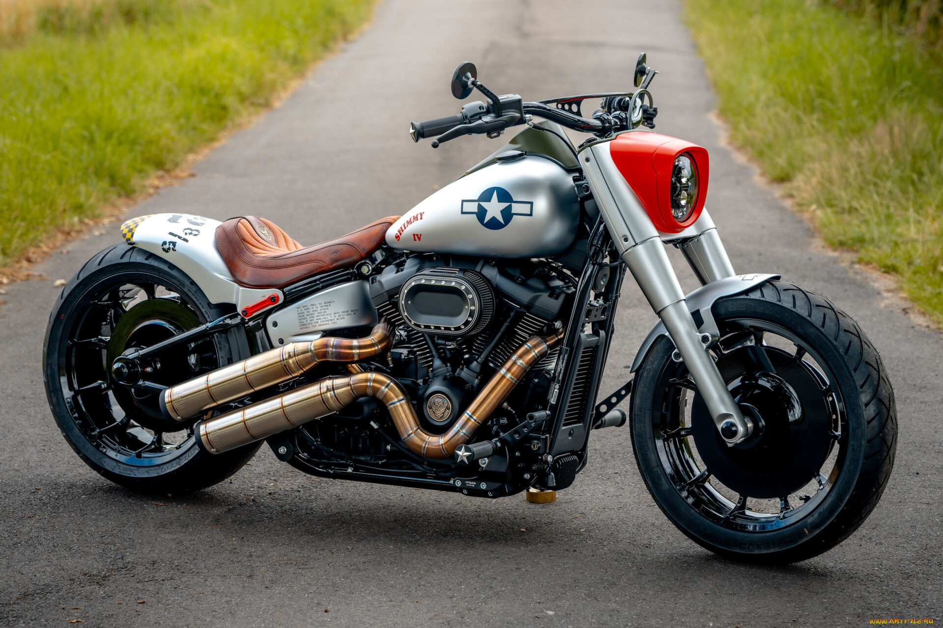 , harley-davidson, softail, fat, boy, 117, customized, custombikes, shimmy, iv